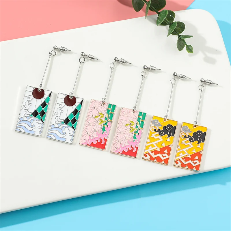 Серьги-убийцы демонов из японского аниме клипсы для ушей косплей Kimetsu no Yaiba Kamado