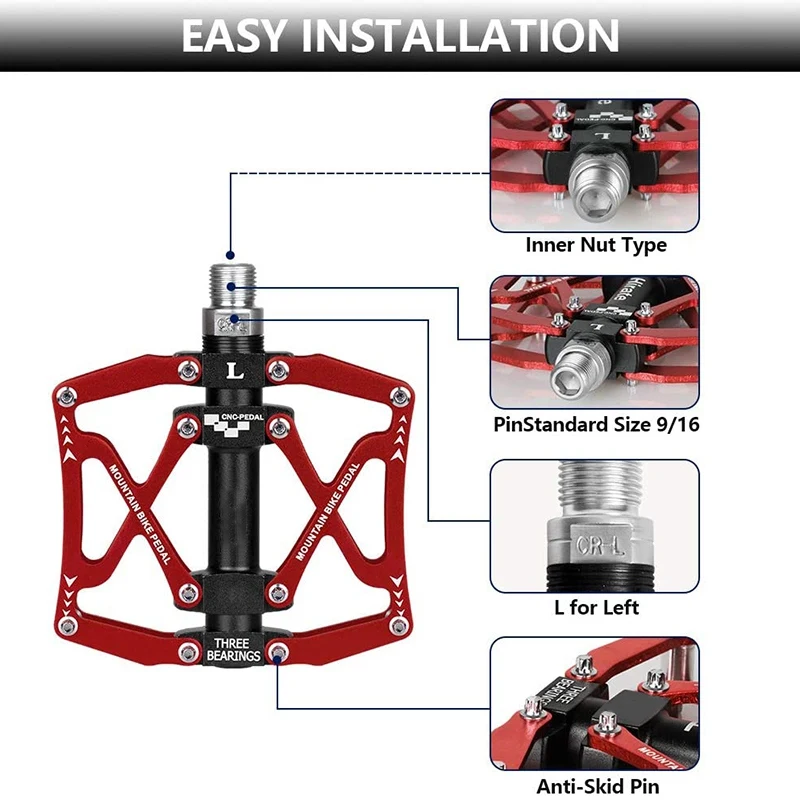 

2021 new Ultralight Mountain Non-Slip Bike Pedals Platform Bicycle Flat Alloy Pedals Bearings for Road MTB Fixie Bikes