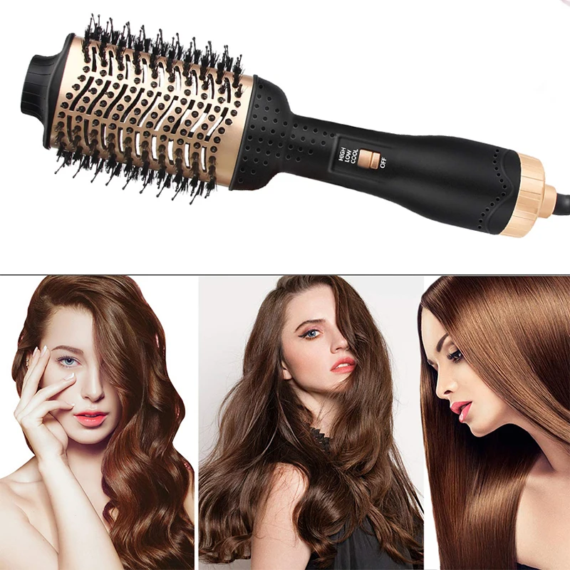 

Professional Electric One Step Hair Dryer Brush 2 in 1 Straightener And Curler Blow Dryer Hot Air Bursh Hair Curler Hair Styler