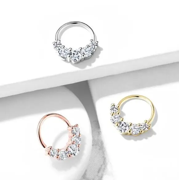 Кольцо для пирсинга носа с цирконом 20 г индийская сегментная перегородка кольца