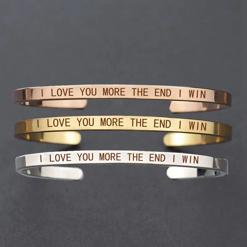 &quotI LOVE YOU MORE THE END I WIN&quot Love браслет с надписью для пар ювелирные изделия женщин
