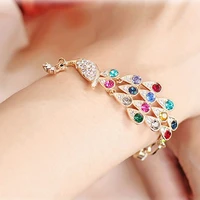 new korean jewelry fashion colorful peacock bracelet shiny rhinestone phoenix bracelet
