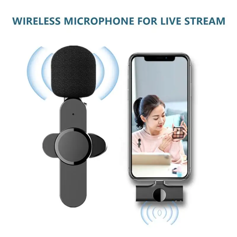 

Беспроводной микрофон петличный, портативный мини-микрофон для прямой трансляции, интервью, видеозаписи, для iPhone, Android