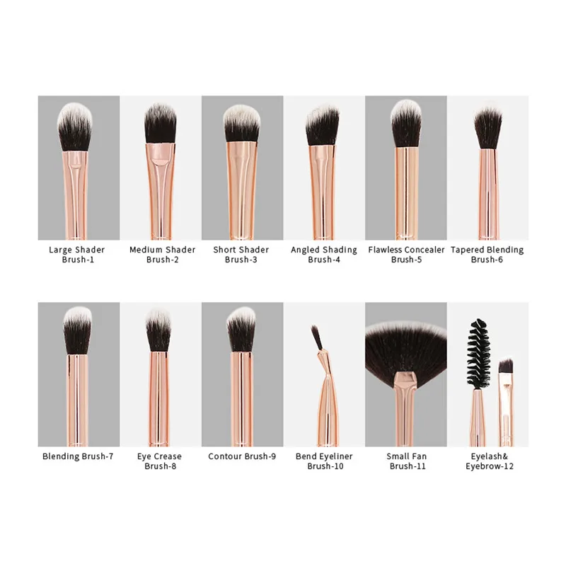 

Eye Makeup Brushes 12 Pcs Professional Eye Brush Set Eyeshadow Eyebrow Blending Fan Eyelash Make Up Brushes Wooden Handle
