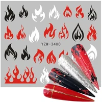 2022 new designs fire flame nail stickers 3d watermark flames nail art foil water transfer sticker decal decorations