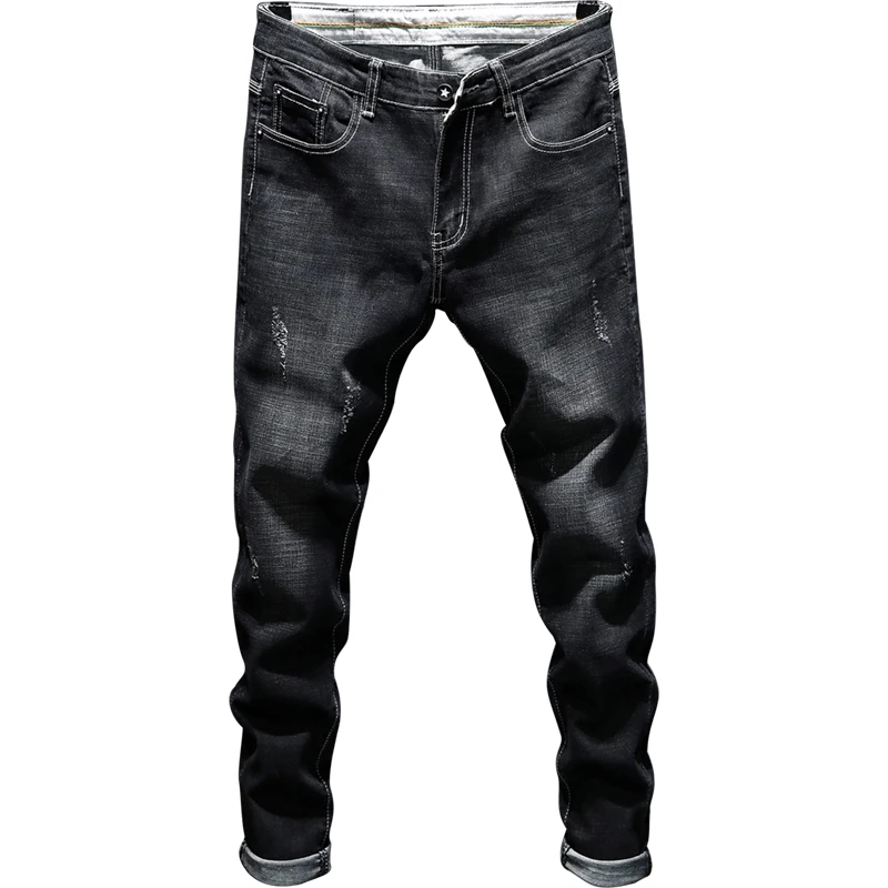 Модные мужские джинсы высокое качество небольшие складки мотоциклетные