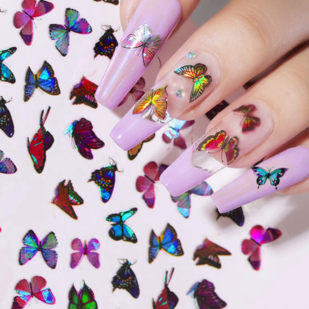 

Nail laser Butterfly Stickers Ins Wind 3D Stickers Waterproof Cute Butterfly Nail Stickers Decoration Labels Manicure Pedicure