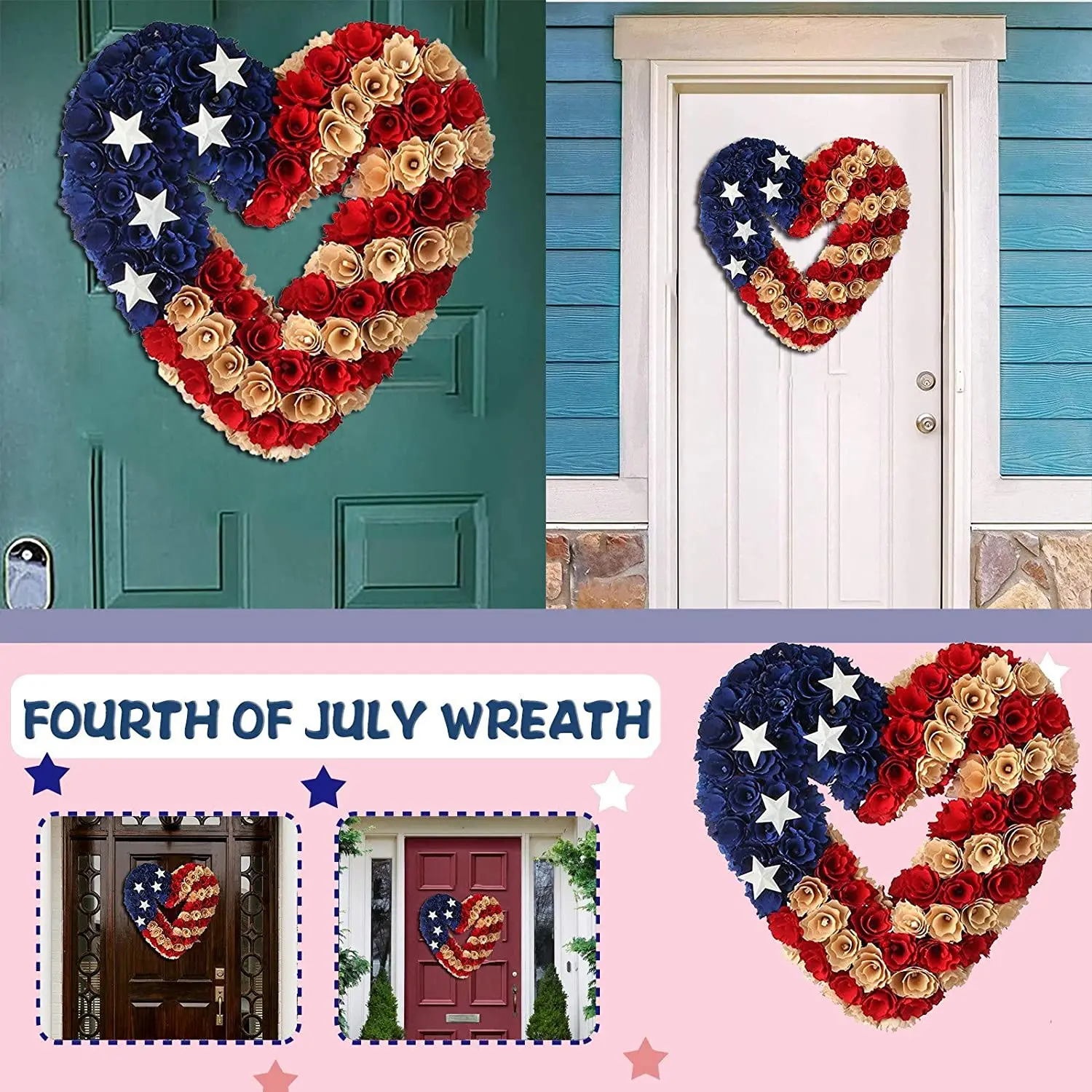 

Usa Independence Day Patriotic Wreath Front Door Decor Home Decor Sunflower Garland Veterans Day Decor Party Spring Decoration