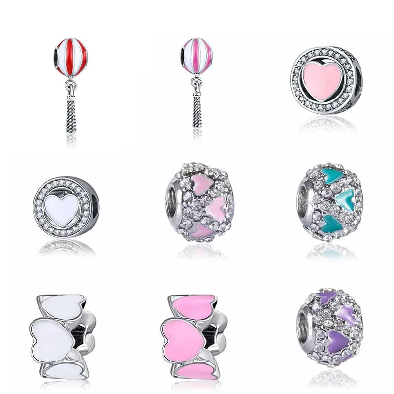 Kolczyki бусы сердца Fit Pandora Подвески Серебро 925 оригинальный браслет ювелирные