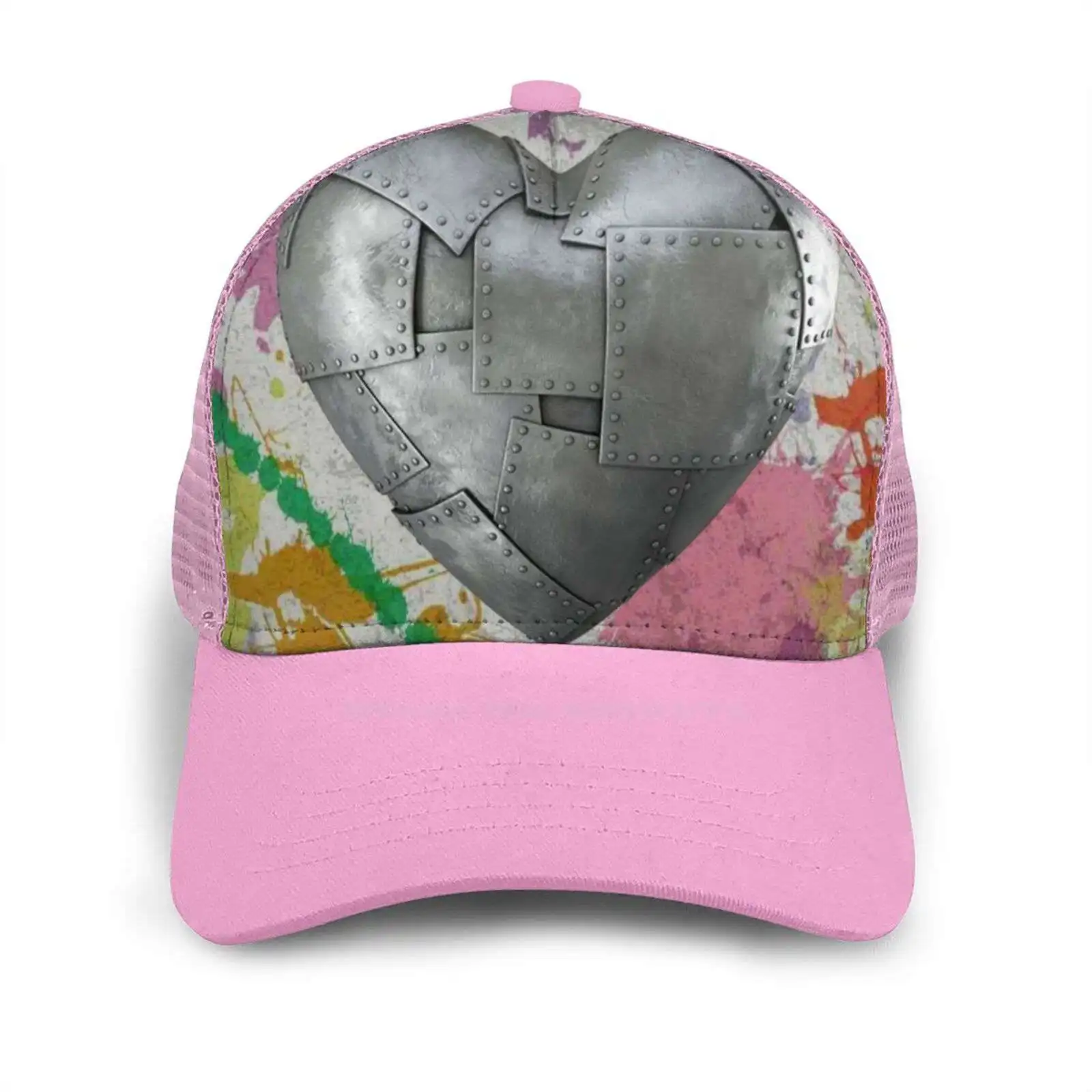 

Metallic Heart Baseball Hat For Outdoor Sports Cap Heart Hearts Textures Texture Textured Metallic Hearts Metal Abstract