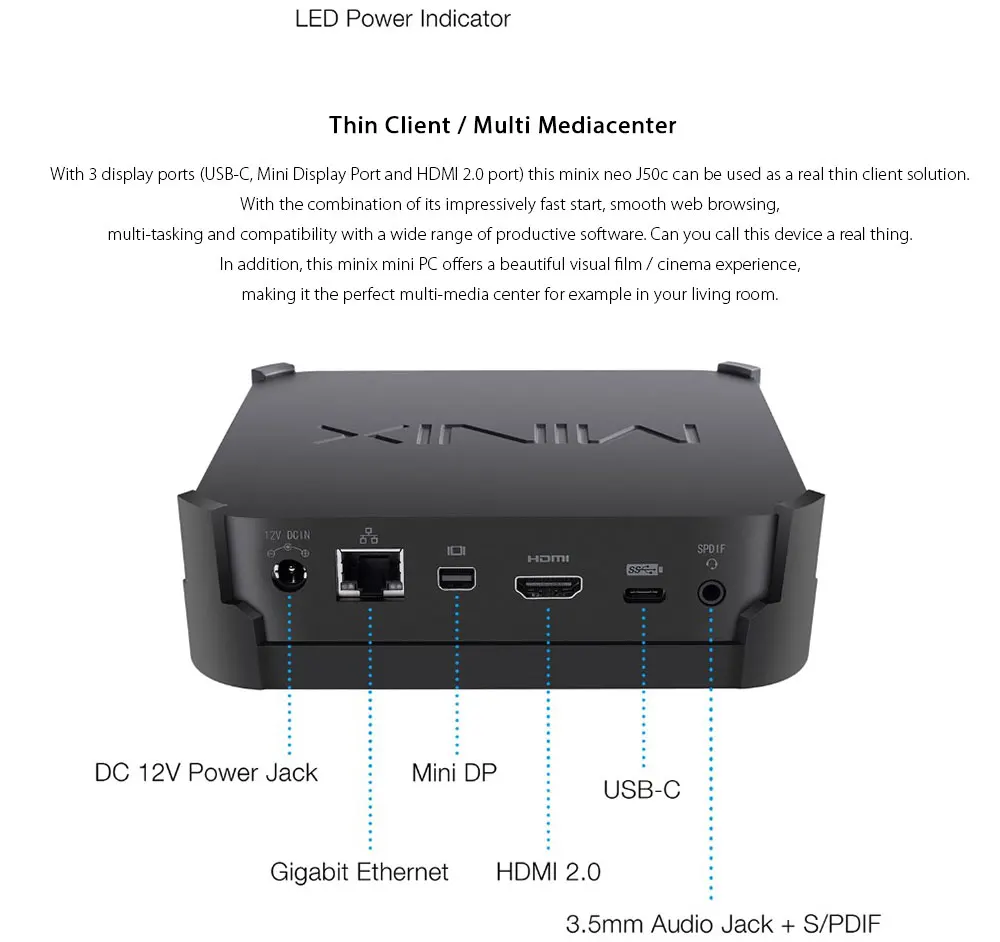 MINIX NEO J50C-4 мини-ПК Intel Официальный WINDOWS 10 PRO Intel Pentium Silver J5005 64 бит 4 Гб DDR4 32 Гб Bluetooth 4,1 USB-C 4K