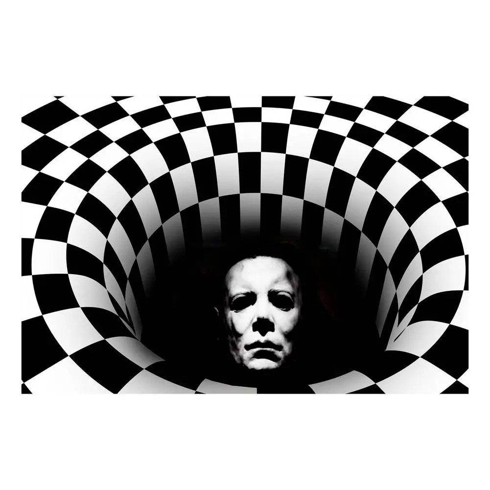 

3D Halloween Scary Portrait Doormat Welcome Horror Door Mats With Vortex Optical Illusion Anti-slip Bathroom Rug Kitchen Carpe