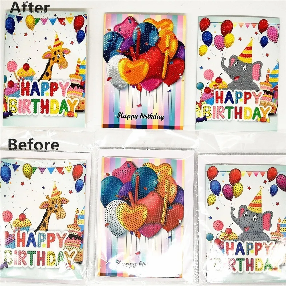 EverShine DIY Diamond Painting Birthday Cards Postcard Cartoon Embroidery Full Display Children's Handmade Gift|Алмазная мозаика и