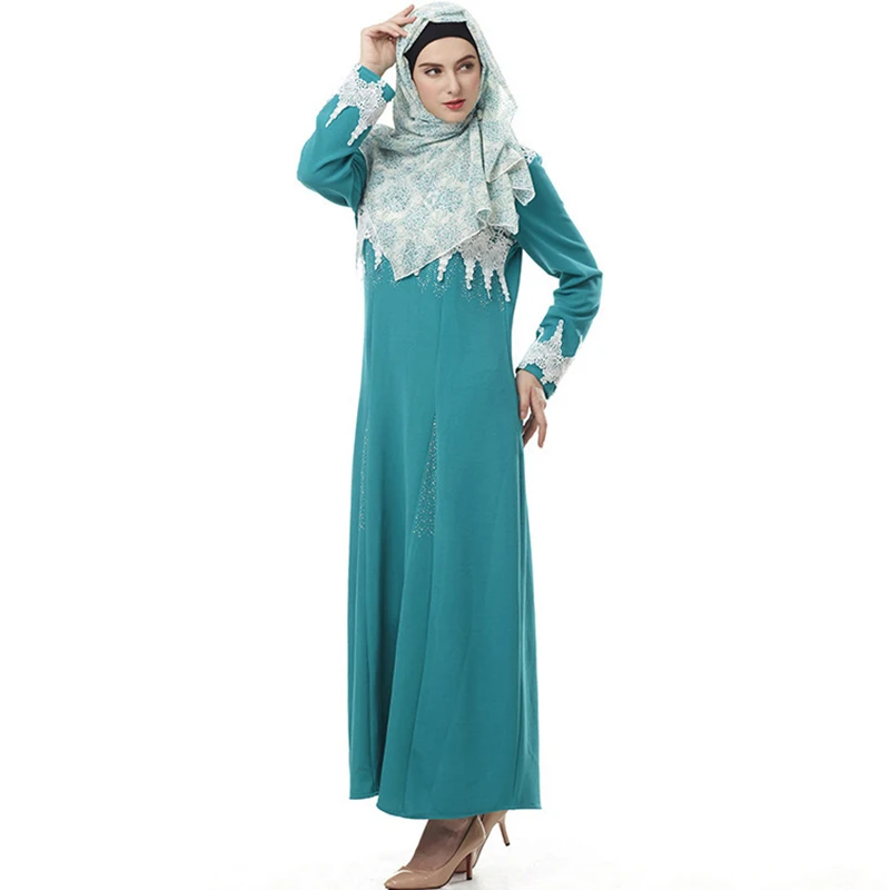 Женское платье с цветочной вышивкой элегантное мусульманское крючком одежда для