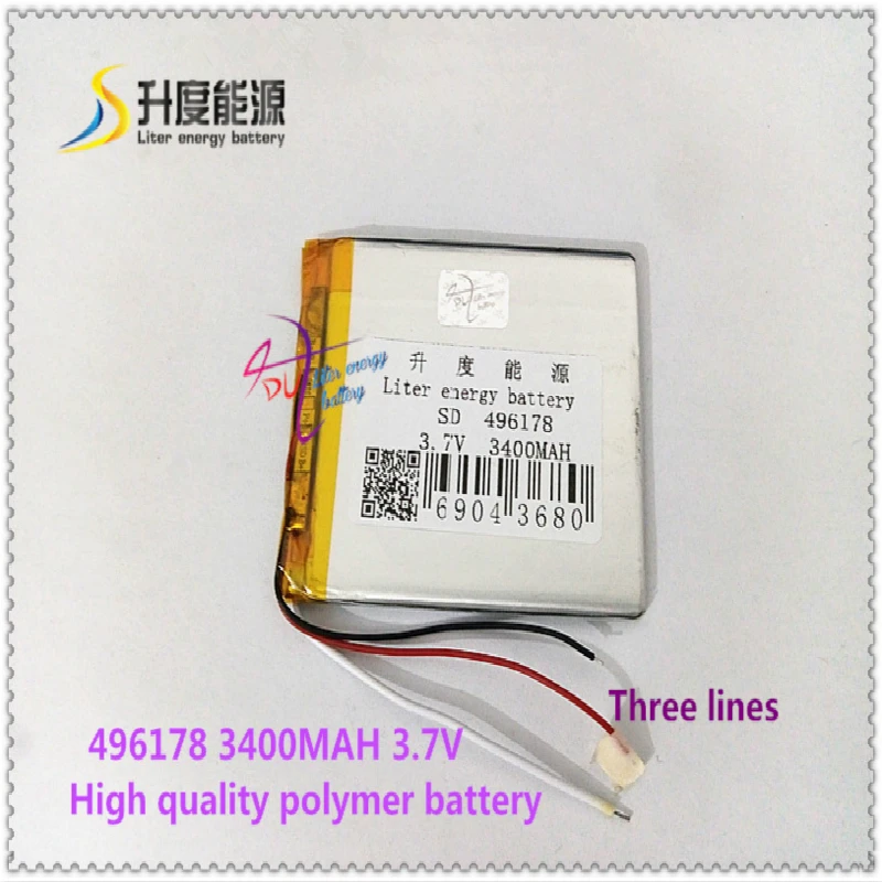3 line 496178 3.7V 3400mAH 506080 Polymer lithium ion / Li-ion battery for tablet pc cell phone POWER BANK |