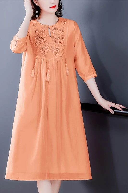 

COIGARSAM 4XL Plus Size French Style Embroidery Women dress New Spring Summer Puff Sleeve Dresses 9506