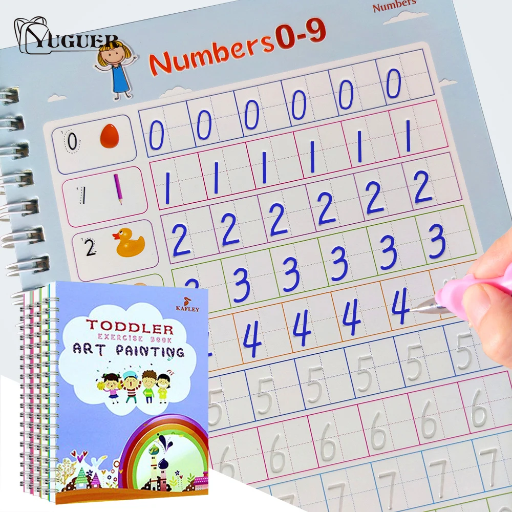 

4Pcs/Set Reusable Children 3D Copybook For Calligraphy Handwriting Books Writing Practice Book For Kids Toys Magic Books