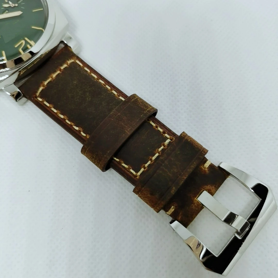 

Luxury Brand New Men Automatic Mechanical Watches Stainless Steel Power Reserve GMT Aged Cow Leather Luminous Watch Glass Back