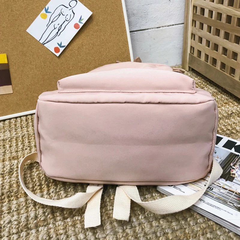 Pink Backpack Waterproof Nylon Women Travel Backpacks Solid Japanese style School Bag for Teenage Girls With Chinese characters | Багаж и