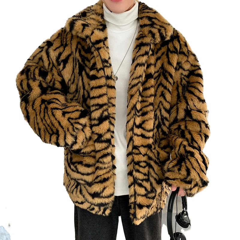 New Waterproof Mink Tiger pattern Environmental Protection Fur Thickened Loose Cotton Trend Jaket Coat Plus Size Women's Clothin