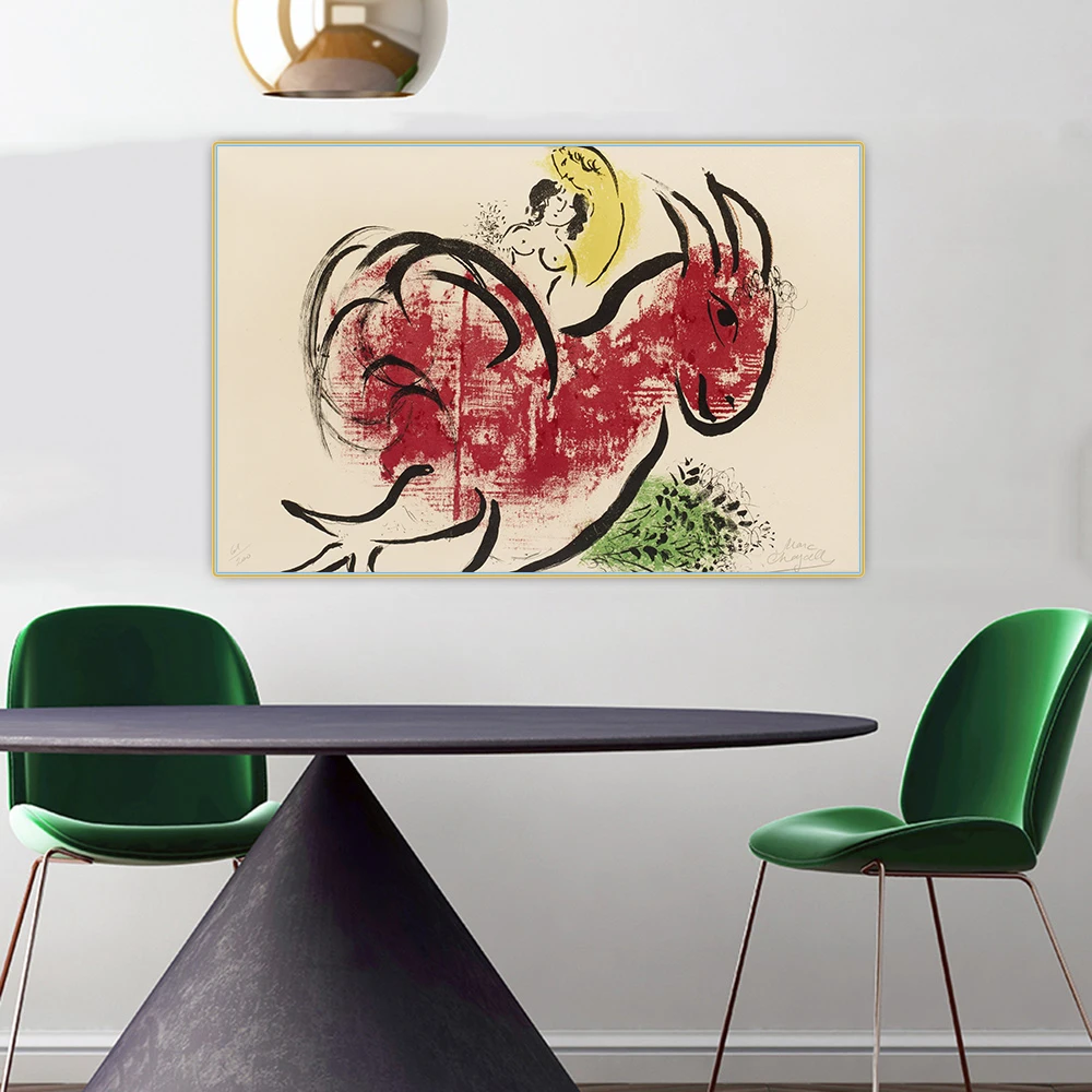 

Citon Mark Chagall《The Red Rooster》Canvas Oil Painting Artwork Poster Picture Wall Background Decor Home Living Room Decorations
