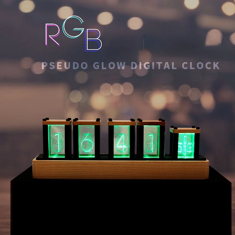 

Led Quasi Glow Tube Creative DIY Digital Clock Bedroom Study Retro Creative Luminous Desk Clock Log Material