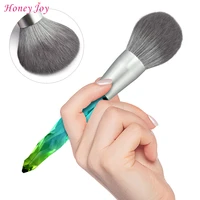 rainbow crystal handle powder brush soft head colorful acrylicuv gel nail art cleaner remover brush manicure tool 1pc