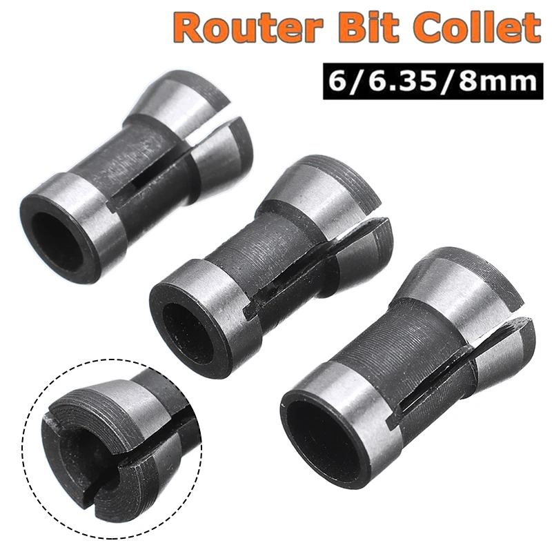 

3PCS 6/ 6.35/ 8mm Router Bit Collet Chucks Carbon Steel Cutter Extension Collets Chuck Accessories