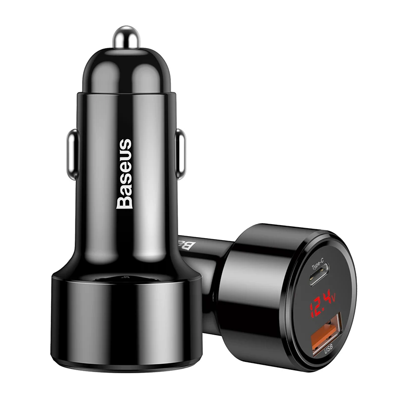 Baseus 45 Вт светодиодный дисплей автомобильное зарядное устройство quick charge 3,0 USB PD зарядное устройство type c Быстрая зарядка для iPhone 8 samsung huawei xiaomi phone