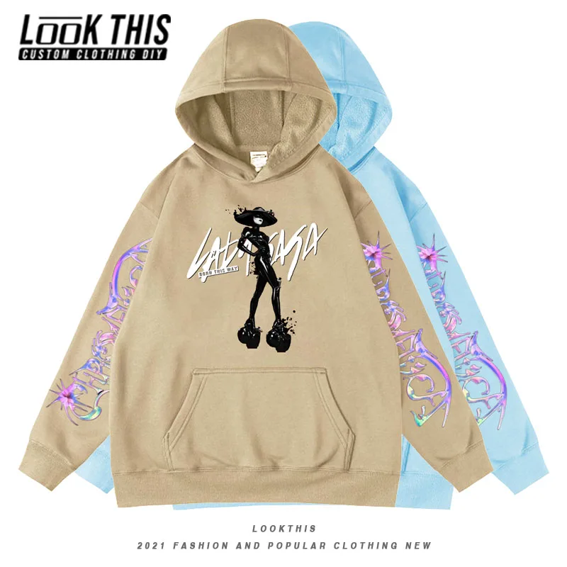 

Толстовка мужская оверсайз с капюшоном и принтом на манжетах