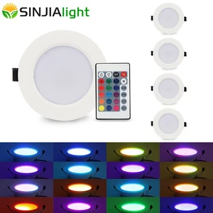 5 шт.лот 10 Вт 5 Вт RGB светодиодные панели круглые потолочные светильники с пультом дистанционного управления вечерние светодиодные лампы украшение для фойе спальни