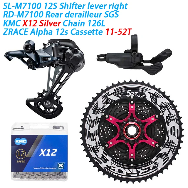 M7100 X12SL 11-52T SHIMANO DEORE SLX M7100 комплект горного велосипеда MTB 1x12-Speed 52T SL+ RD+ zracing+ KMC X12 M7100 переключатель заднего хода - Цвет: M7100 X12SL 11-52T