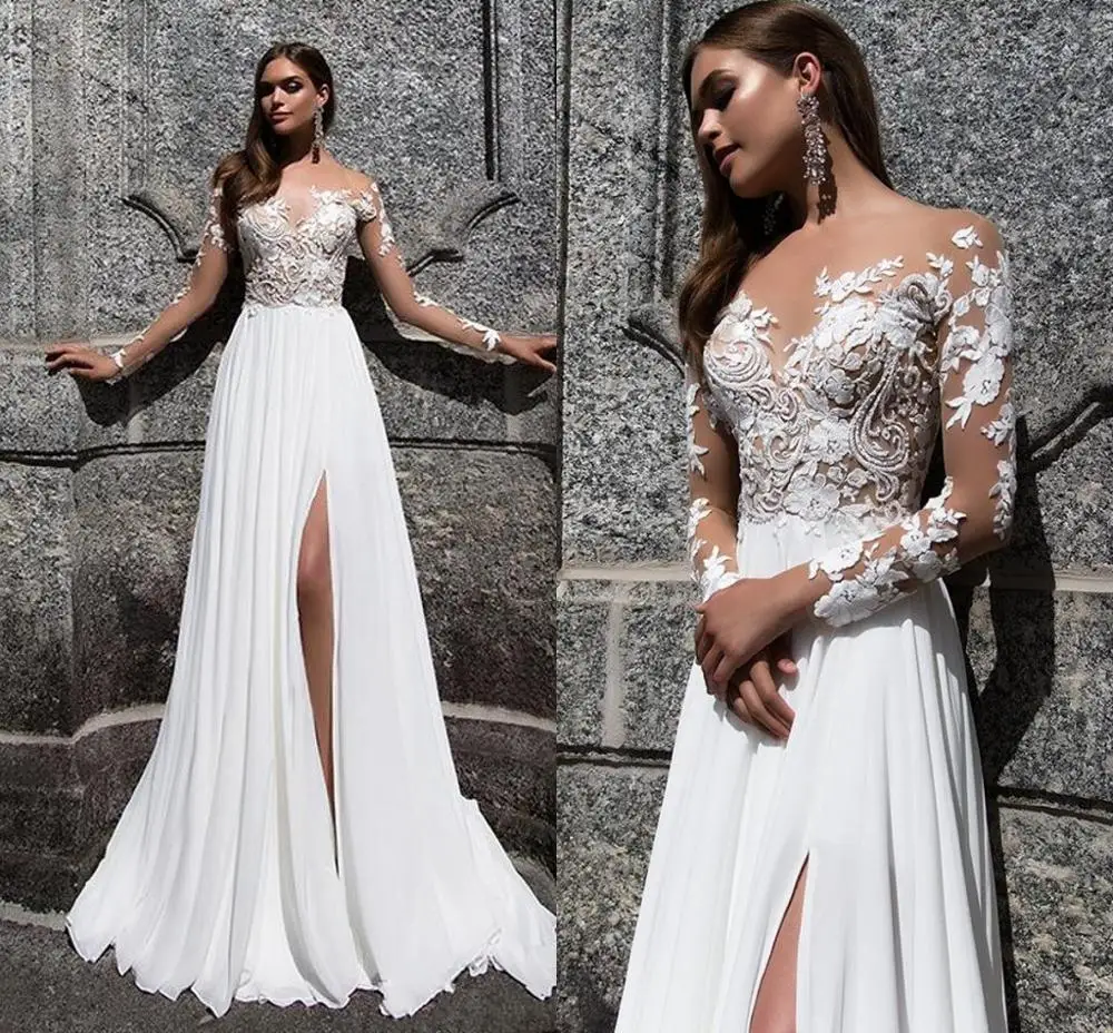 Новые пляжные богемные свадебные платья 2025 года кружевные сексуальные с высоким