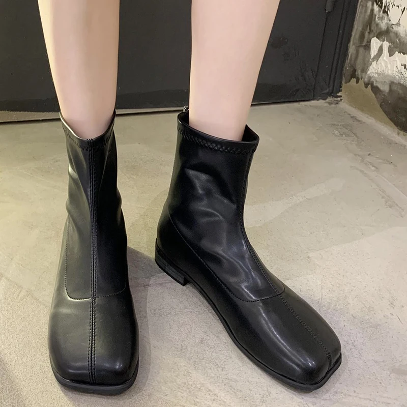 Lucyever/женские водонепроницаемые ботильоны из искусственной кожи с квадратным