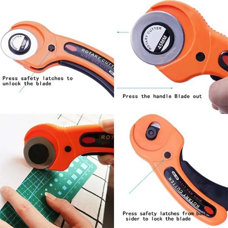 Kit de herramientas de costura de cuero para ropa, cuchillo de corte a mano, regla de cuchillo de retales, cortador rotativo de costura DIY, cuchillas, juego de costura de tela-2