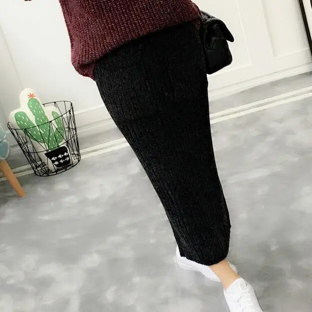 2020 зимние юбки-карандаш средней длины на шнуровке серая Юбка До Колена шерстяная