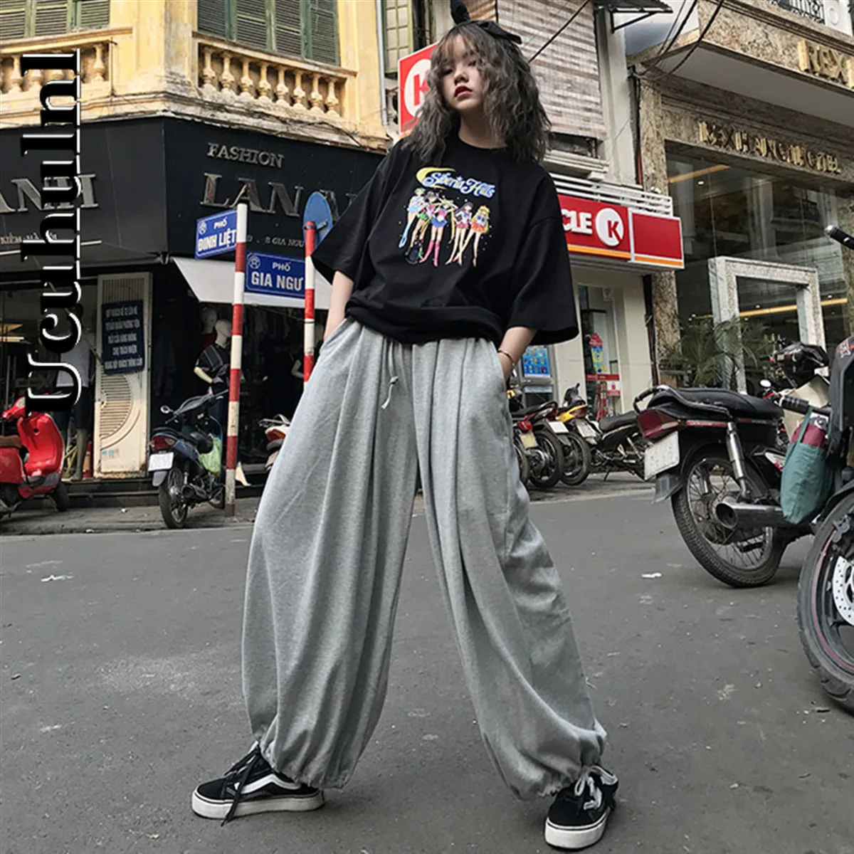 

Ucuhulnl Waist Wide Leg Loose Baggy Harem Solid Black Gray Summer Japanese Man Jogger Pant Korean Streetwear Women Harajuku