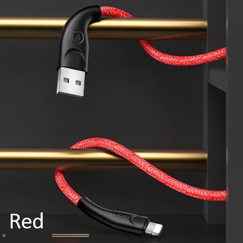 Зарядный кабель для iPhone X 8 7 6s Plus USAMS USB зарядное устройство кабель для передачи данных USB шнур Адаптер для iPhone 6 7 XS телефон - Цвет: Red