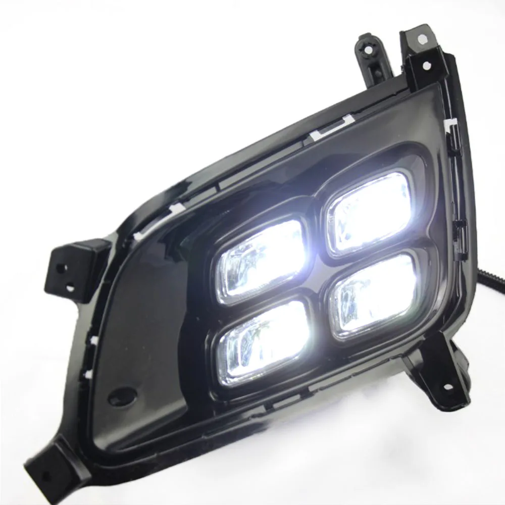 Car Flashing LED DRL For Kia Optima K5 2013 2014 2015 Fog lamp Cover Daytime Running Lights with turn yellow signal | Автомобили и