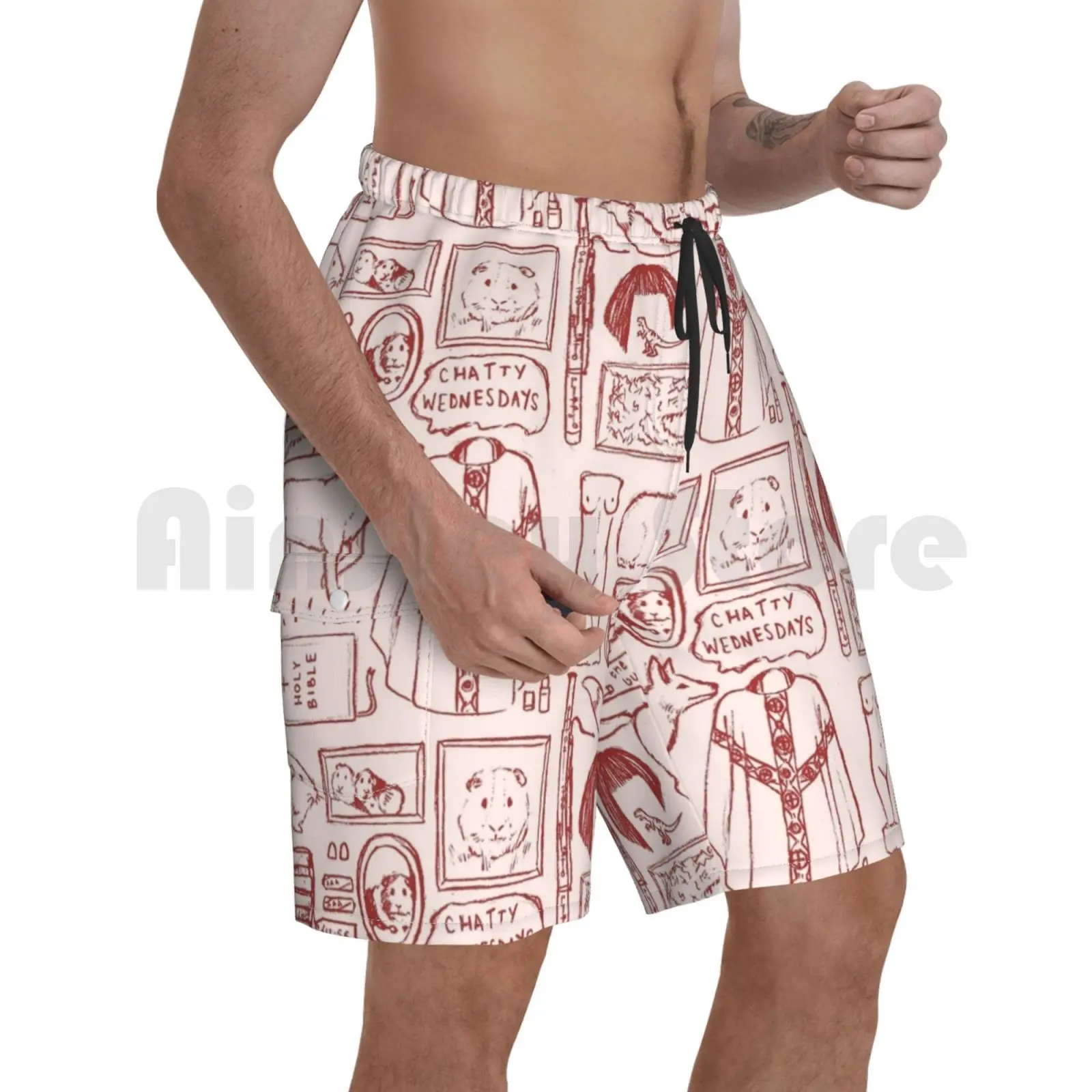 

Fleabag Illustration Beach Shorts Men Beach Pants Swimwear Fleabag Flea Pheobe Waller Bridge Haircut Quote Fox