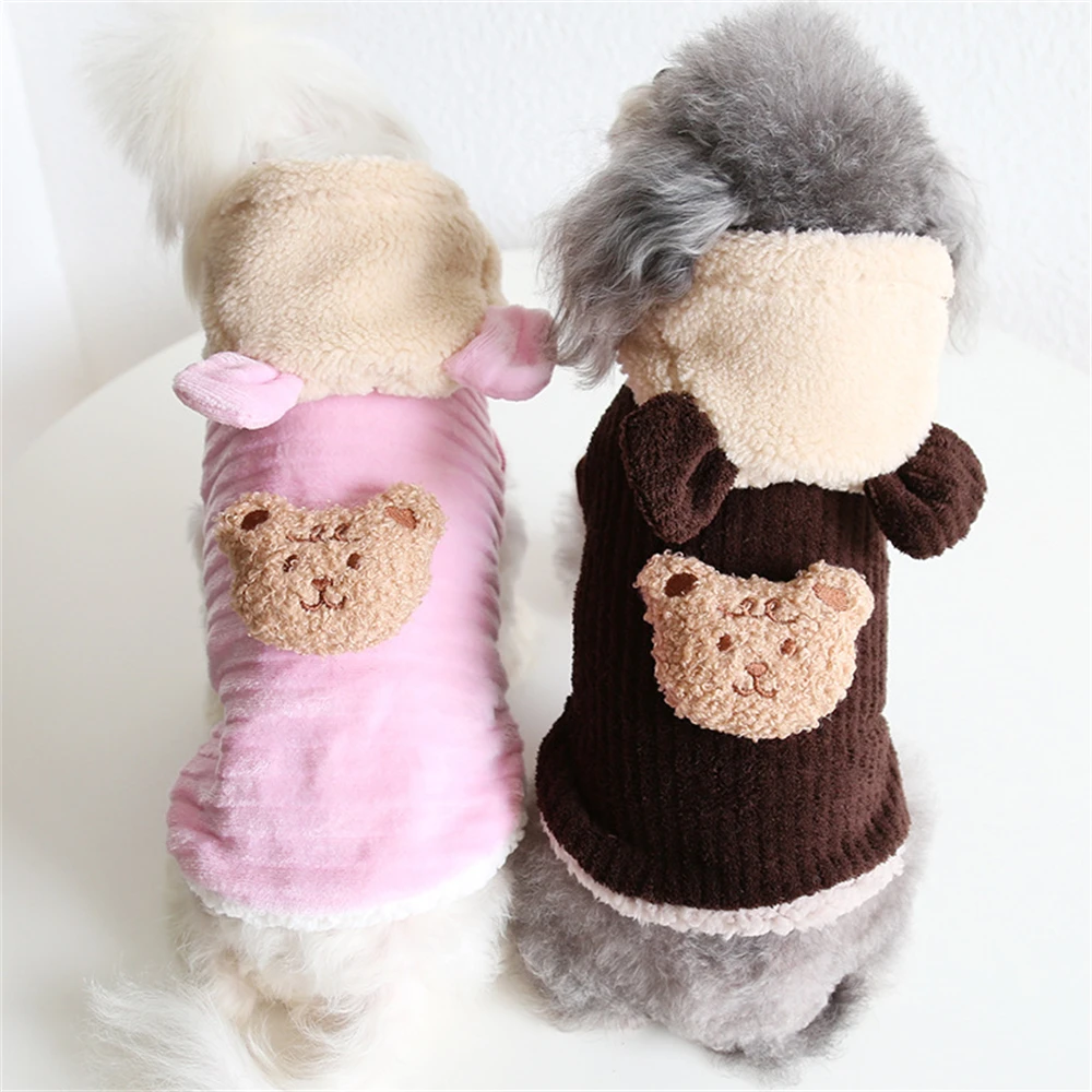 

Вельветовая куртка с медведем, пальто для собак, одежда для кошек, одежда для щенков, йоркширского терьера, померанского мальтского шнауцер...