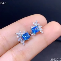 kjjeaxcmy 925 sterling silver inlaid natural blue topaz earrings luxury ladies ear stud support test