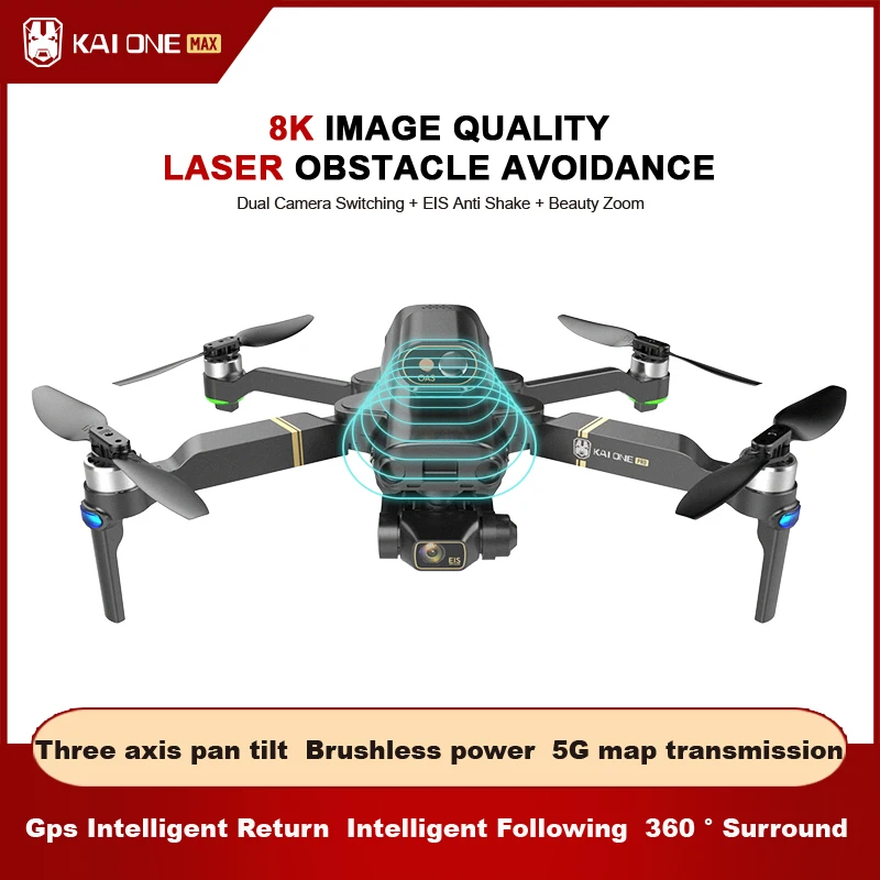 

KAIONE Drone With 8K Camera 3-Axis Gimbal Professional HD EIS Brushless 5G Wifi FPV Obstacle Avoidance Quadcopter RC Helicopter