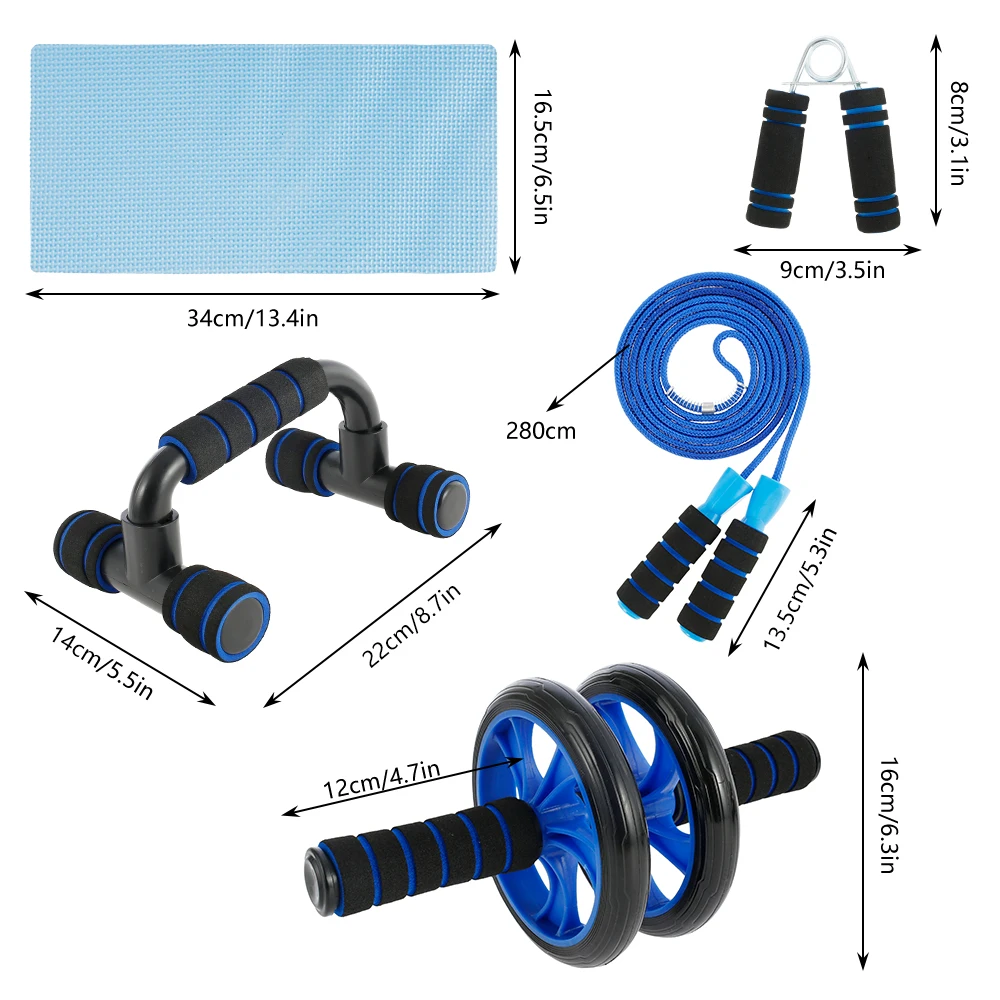 

AB Wheel Roller Push Up Bar Jump Rope Fitness Workout Trainer Abdominal Gym Set Home Gym Fitness Equipment Set