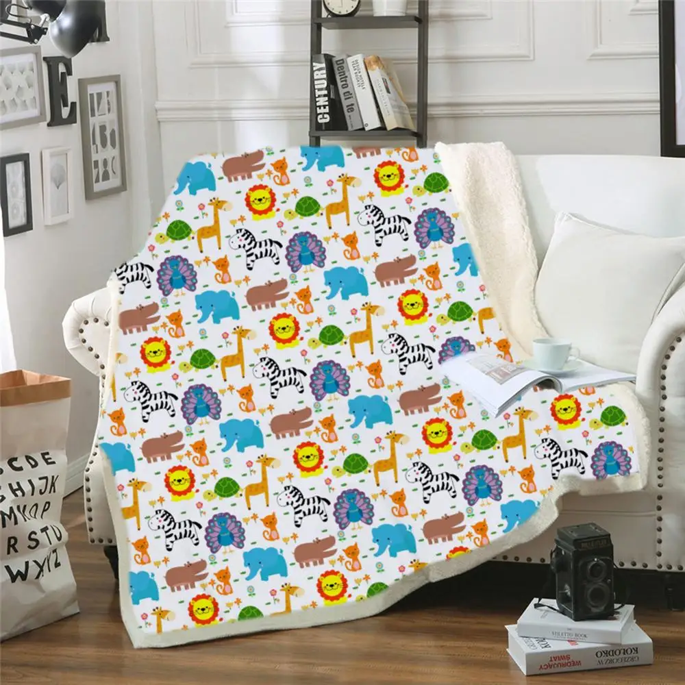 EHOMEBUY 3D Blankets Animals Series Printed Blanket Modern Home/Hotel Fashion Children Personalized Anime Cotton Velvet | Дом и сад