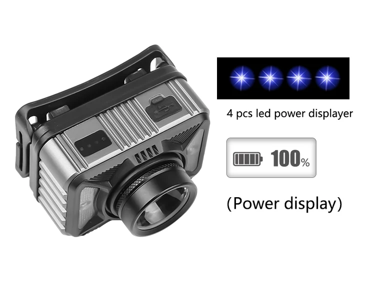 

USB rechargeable LED headlamp flashlight XHP50 headlamp headlamp super bright body motion sensor, built-in battery, fishing