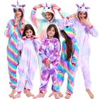 Комбинезон унисекс в виде единорога, зимний Тоторо, Женский фланелевый Пижамный костюм для Хэллоуина, одежда для сна для взрослых и детей