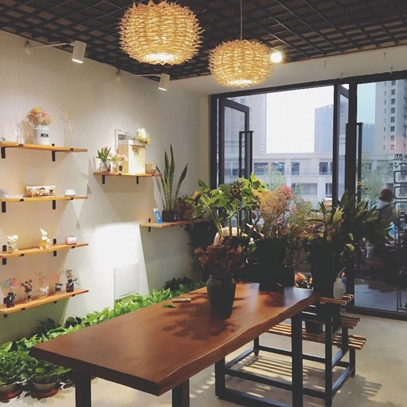 Китайские бамбуковые Ретро подвесные светильники плетеные подвессветильник