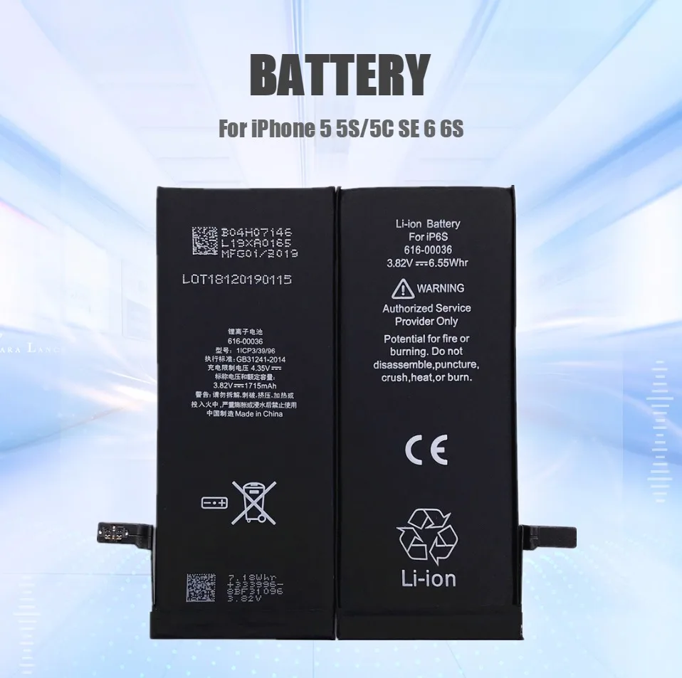 1 шт., аккумулятор AYJ для Apple iphone 6, 6 S, SE, 5S, 5C, 5, аккумулятор, реальная емкость, сменные батареи, 0 циклов, с инструментом