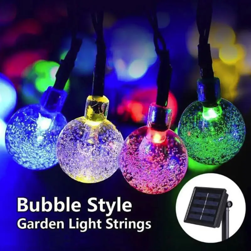 

Durable Bubble Lights Festival Solar Creative Outdoor Crystal Ball String Lights Romantic Garden Wedding 50LED